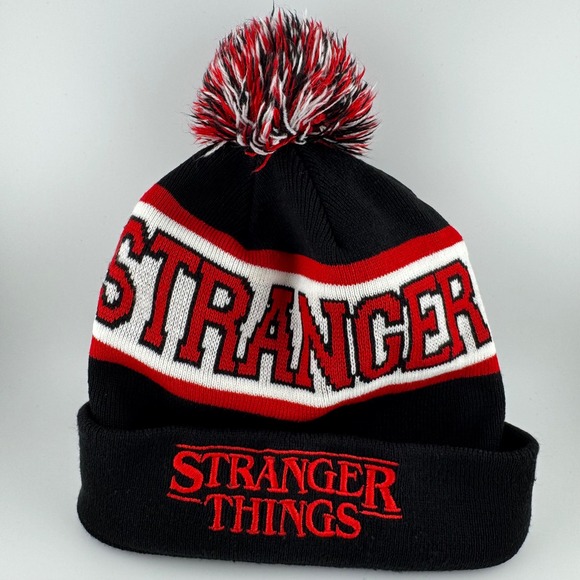 Loungefly Other - Stranger Things Loungefly Beanie Hat Netflix‎ Cap Black Red Pom Pom Unisex